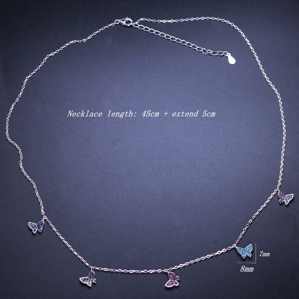 925 Sterling Silver Statement Choker Necklace Butterfly Necklaces &amp Pendants Collar Women Fine Jewelry Gift NYX0071242 | Украшения и