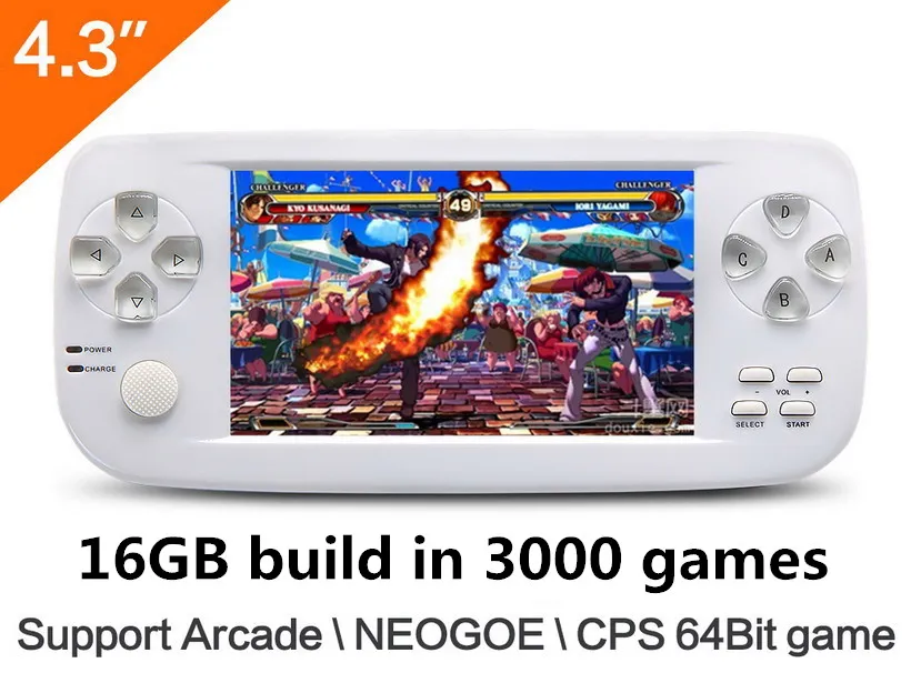White 16GB3000 game 4,3 дюймовый двухъядерный 48GB PAP K3 встроенный в 11000 игры портативная игровая консоль для NEOGOE \ CPS \ GBC \ GB \ SNES \ FC \ MD \ GG \ SMS MP4 DVDC - Цвет: White 16GB3000 game