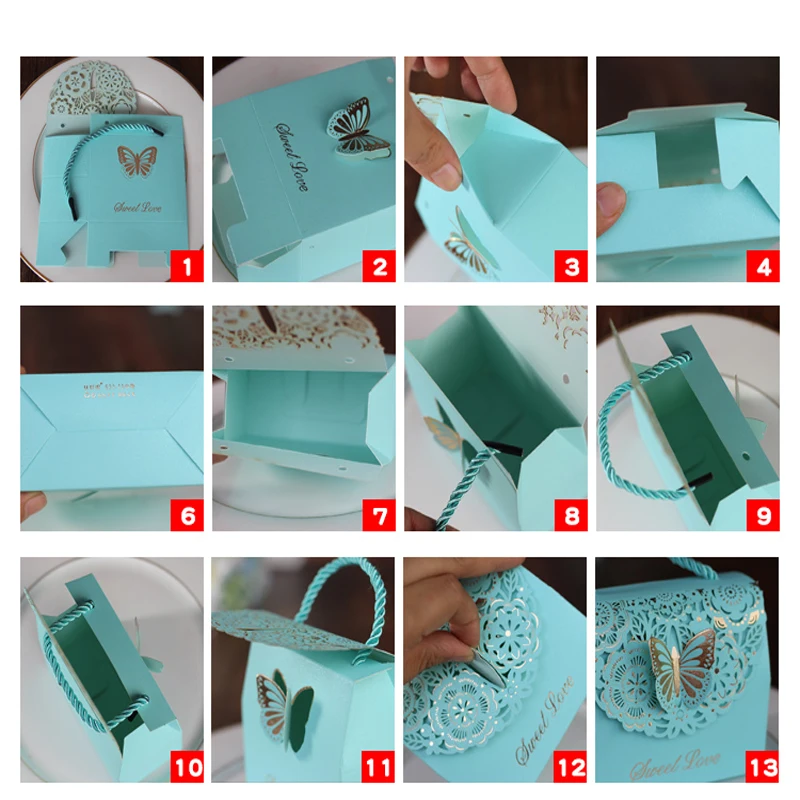 50 шт./лот высококачественные подарочные пакеты в виде бабочек с лазерной резкой