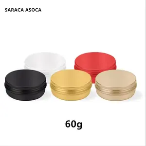 Пустые многоразовые алюминиевые банки, 60 мл, металлические жестяные контейнеры черного и золотого цвета, маленькая алюминиевая коробка 100 шт.лот