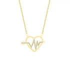 Ожерелье женское с фианитами, ювелирное изделие с инкрустацией под золото, с электрокардиограммой, хороший подарок на день Святого Валентина