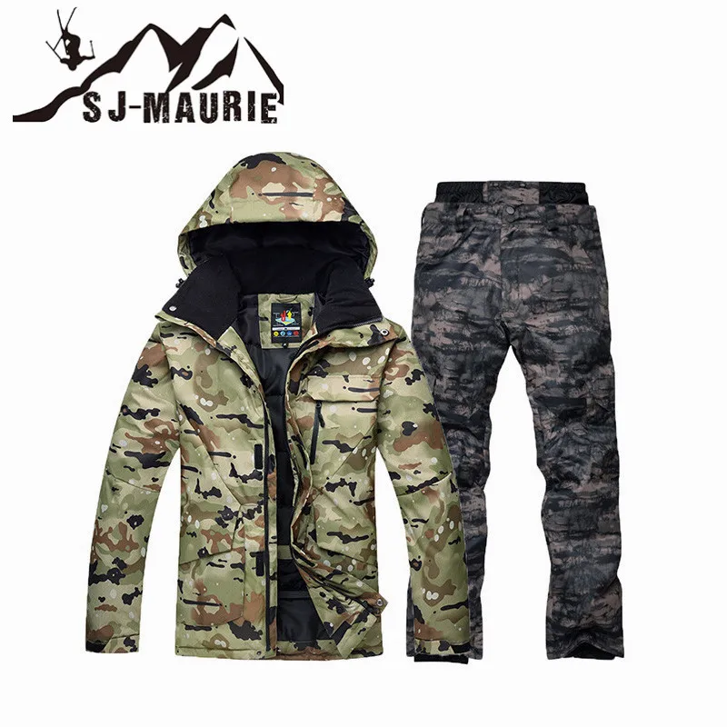 Мужской зимний лыжный костюм куртка брюки камуфляжная лыжная комплект сноуборд