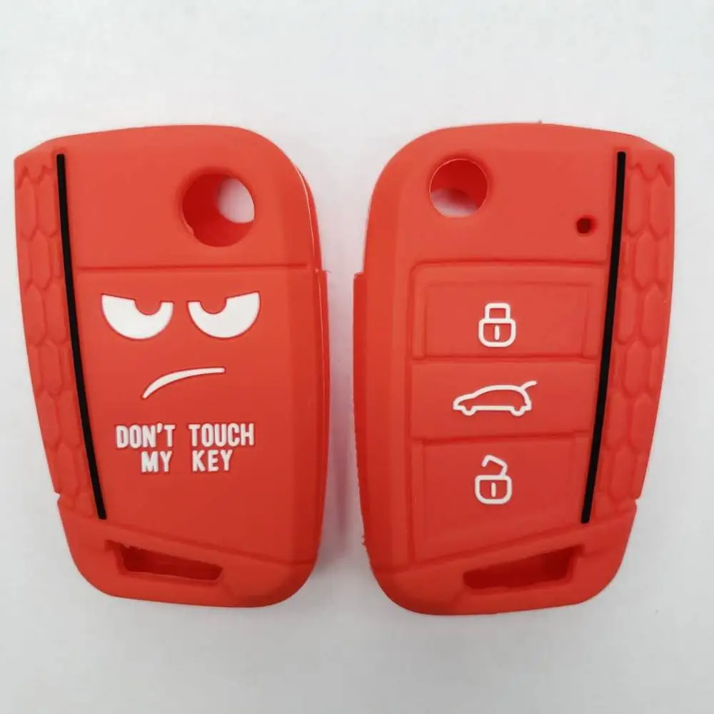red cover only Dont Touch My Key Llave чехол силиконовый чехол для VW Golf 7 MK7 Seat Leon 3 Ibiza 4 5 Toledo 4 Arona Ateca Skoda Octavia 3 Пульт дистанционного управления - Название цвета: red cover only