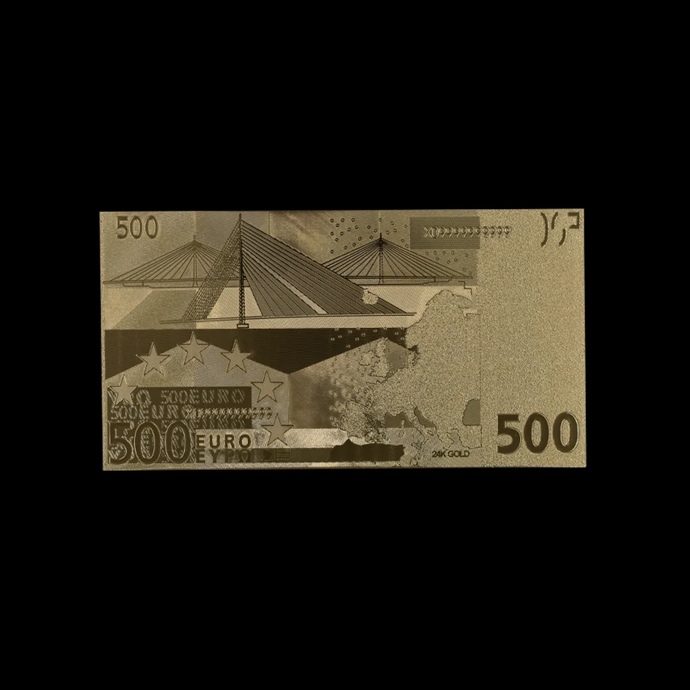 10 шт./лот. Золотой Банкноты евро комплекты 500 EUR золотых банкнот с покрытыем цвета