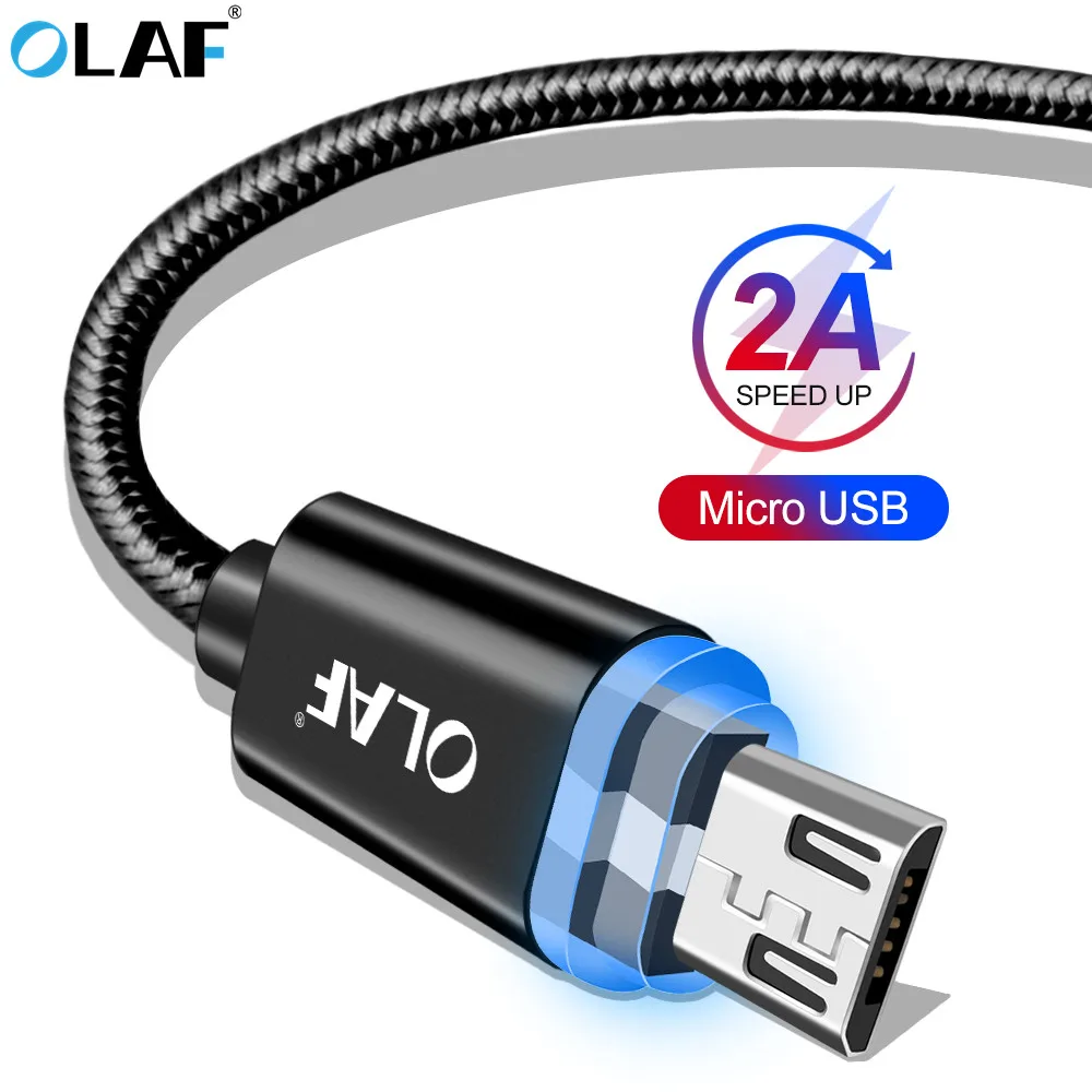 Светодиодный кабель Micro USB OLAF для Samsung S7 S6 Edge 1 м usb зарядки и передачи данных