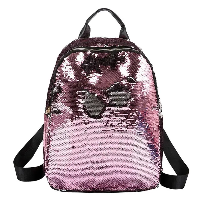 Pink Блестящий женский рюкзак с блестками, рюкзак для девочек-подростков, Модный женский рюкзак золотого и черного цвета, школьная сумка с блестками, Повседневная дорожная сумка - Цвет: Pink