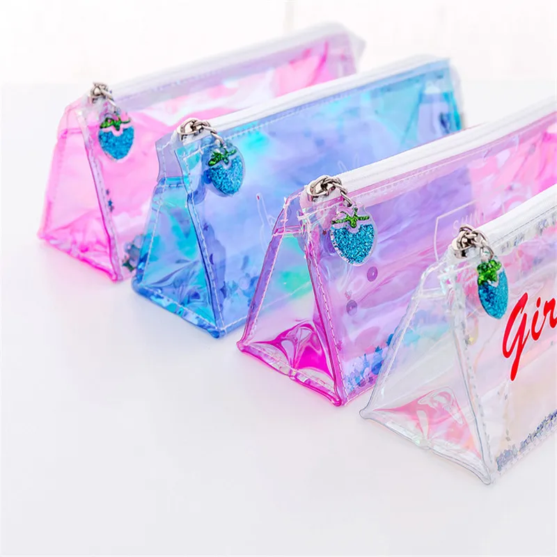 1 шт. лазерная прозрачная ПВХ милые школьные принадлежности Карандаш Чехол с