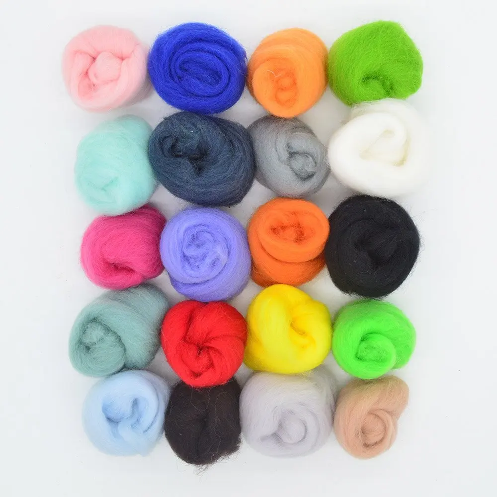 Игла валяния стартовый набор 100% мериносовая шерсть ровинг * 20 цветов|wool roving|wool