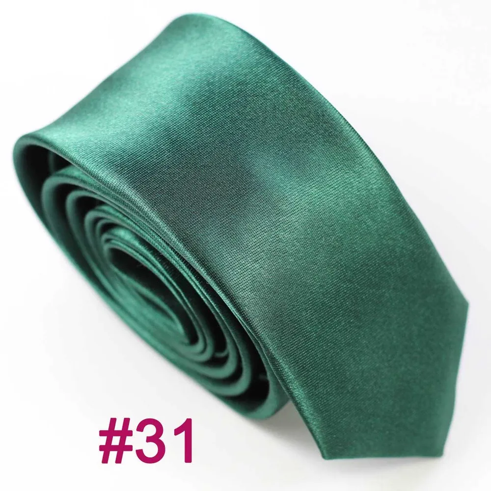 Color 31 Партия 10 штук " полиэстер тонкий сплошной цвет узкий галстук тонкий обтягивающие Галстуки Повседневный галстук Gravatas cravate № 21 до#40 - Цвет: Color 31