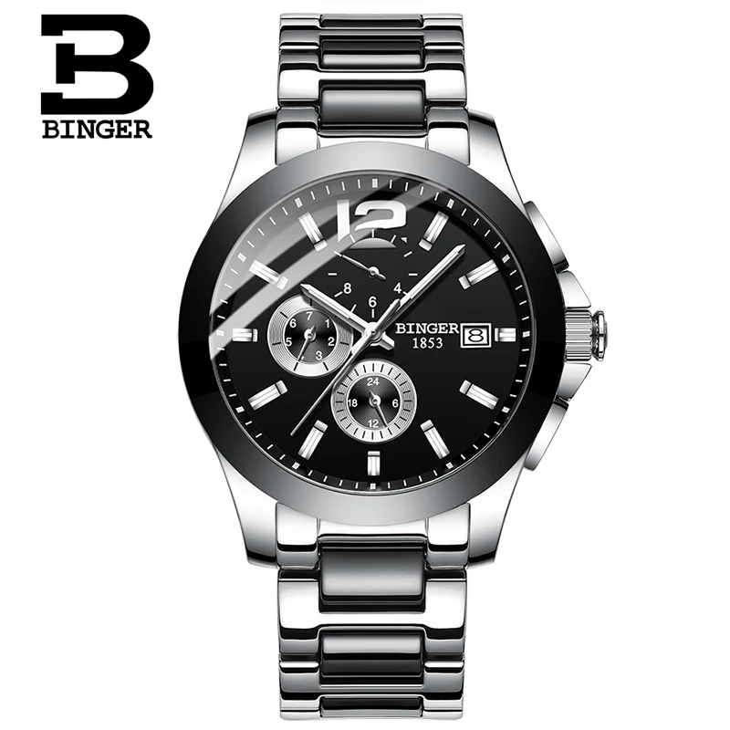 

Classic Business Lovers Automatic Watches Self-winding Men Ceramic Wristwatch Workable 3 Eye 6 Hands Analog Watch Calendar Women