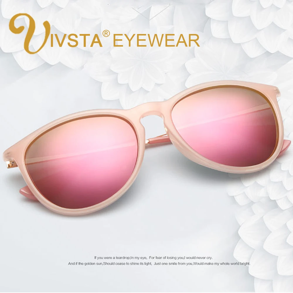 

IVSTA Round Pink Sunglasses Women Pink Cateye Sunglasses Pink Lenses Mirror Retro Girl Vintage Polarized Eyeglasses TR90 2004