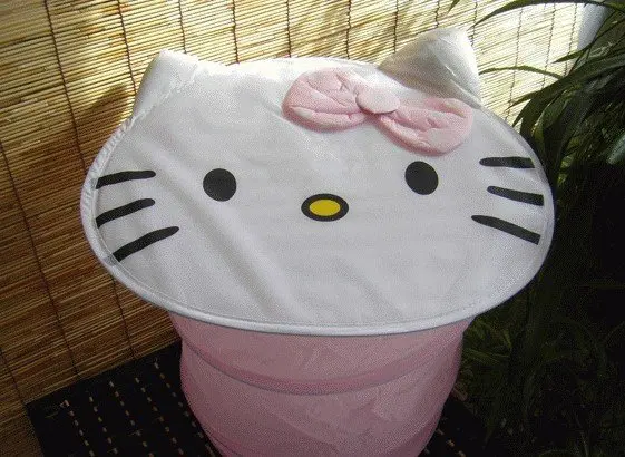 Hello kitteThe collapsible cartoon admission barrel Toy bucket Laundry Hamper Storage basket | Дом и сад