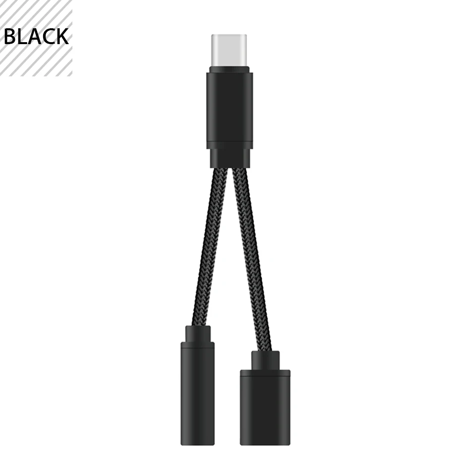 black Usb type C до 3,5 мм разъем для наушников адаптер зарядное устройство для телефона зарядный кабель для huawei P20/mate 10/Pro Aux аудио конвертер для наушников - Цвет: black