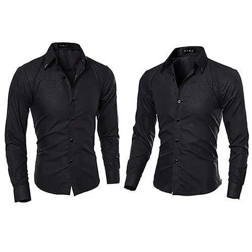 Мужская модная темно полосатая деловая облегающая Повседневная рубашка с