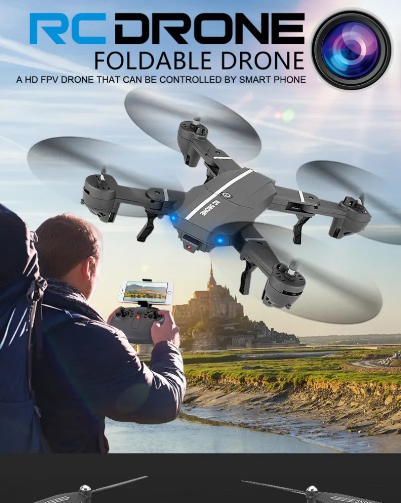 8807 Вт складной HD Камера Wi-Fi FPV Drone 6 оси гироскопа высота Удержание Headless режим g-сенсор RC quadcopter
