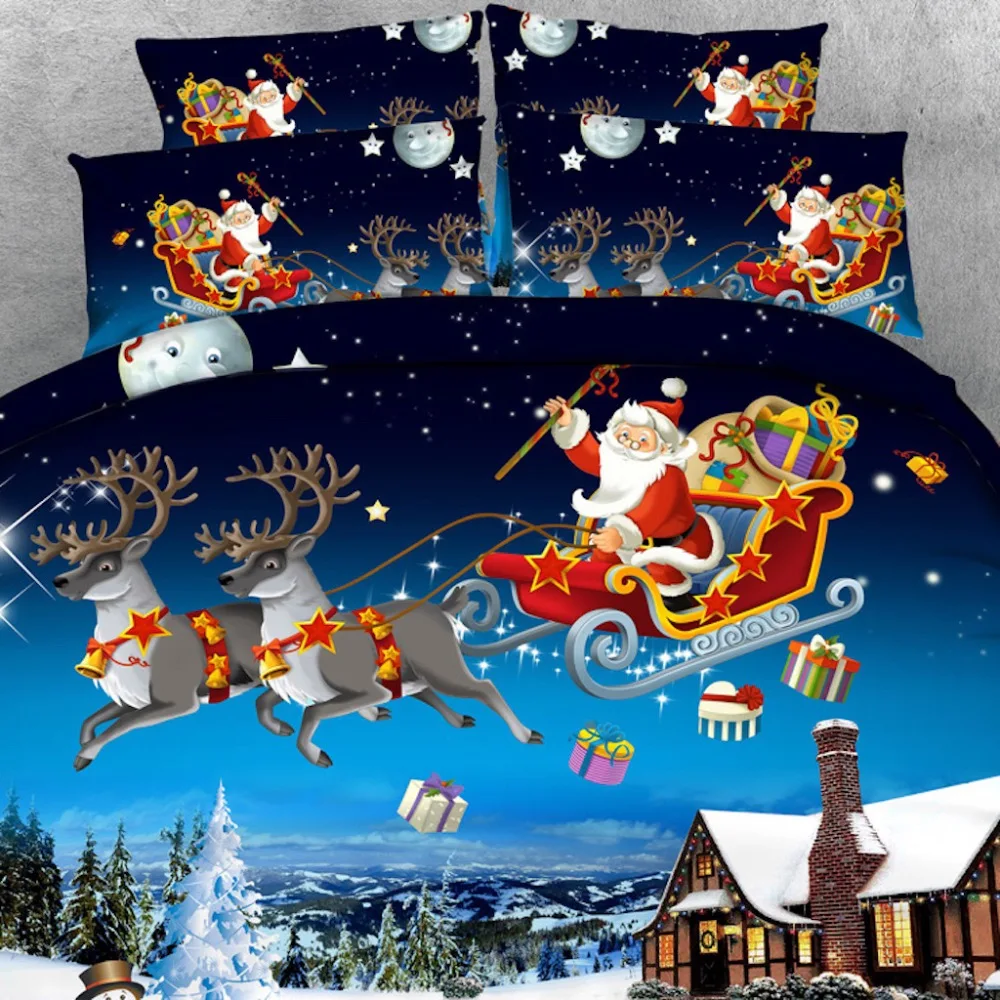 Goldeny 4 Parts Per Set Merry Christmas greetings 3d bed linen set comforter cover bedding sets | Дом и сад