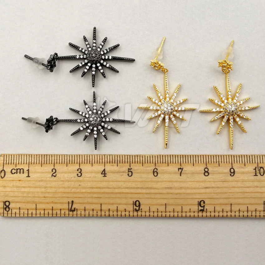 WKT ME008 Fashion Sun Sunflower Earrings Cubic Zircon Micro Pave Glittering CZ For Women Jewelry Wholesale | Украшения и