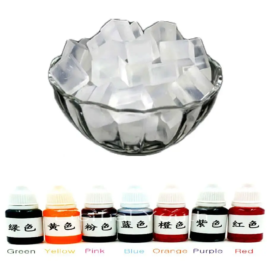 500g Transparent Glycerin Soap Base + 10mlX7 Colour Special Pigments for DIY Handmade Soap