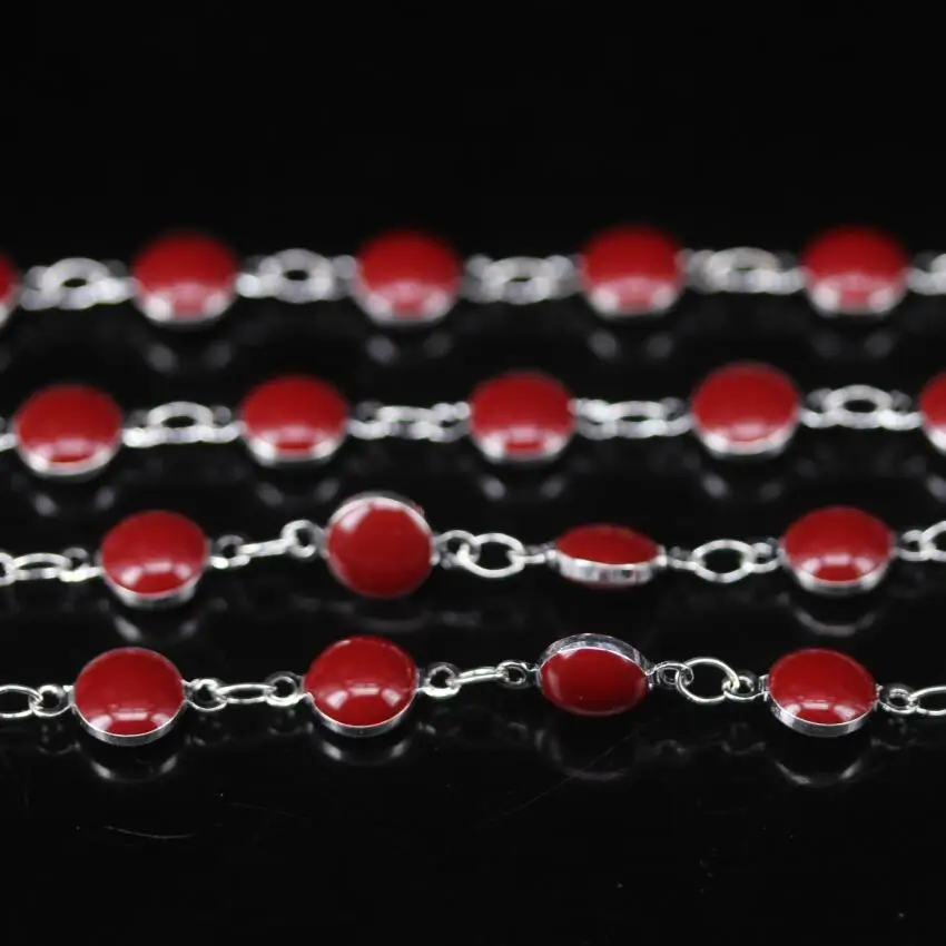 5 м/лот Посеребренная Медная Розария цепочка красный лэмпворк из бисера 6 мм