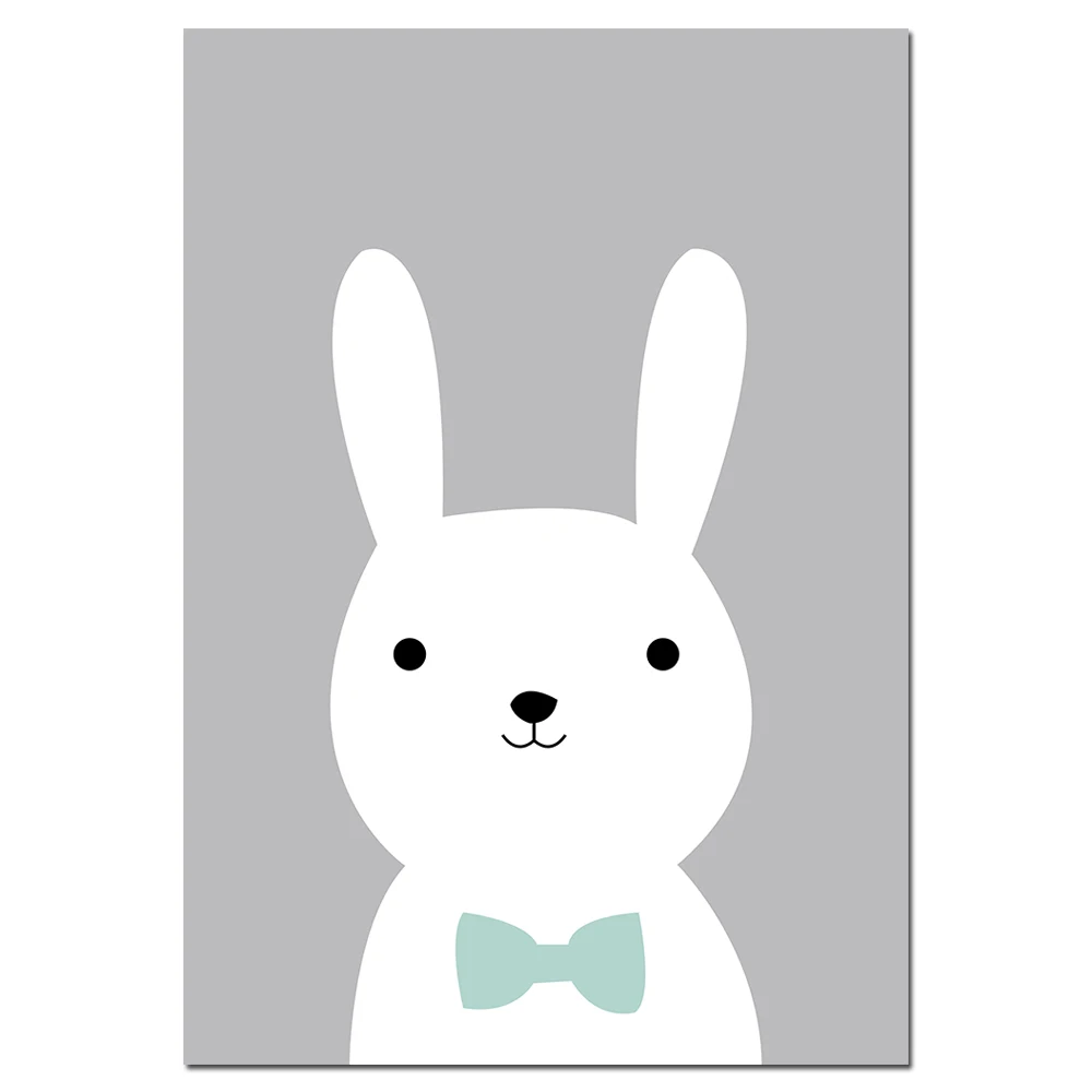NDITB, Kawaii, Медведь, Кролик, холст, художественные плакаты, лесные животные, Мультяшные принты для детской живописи, Настенная картина, украшение детской комнаты - Цвет: Picture 2