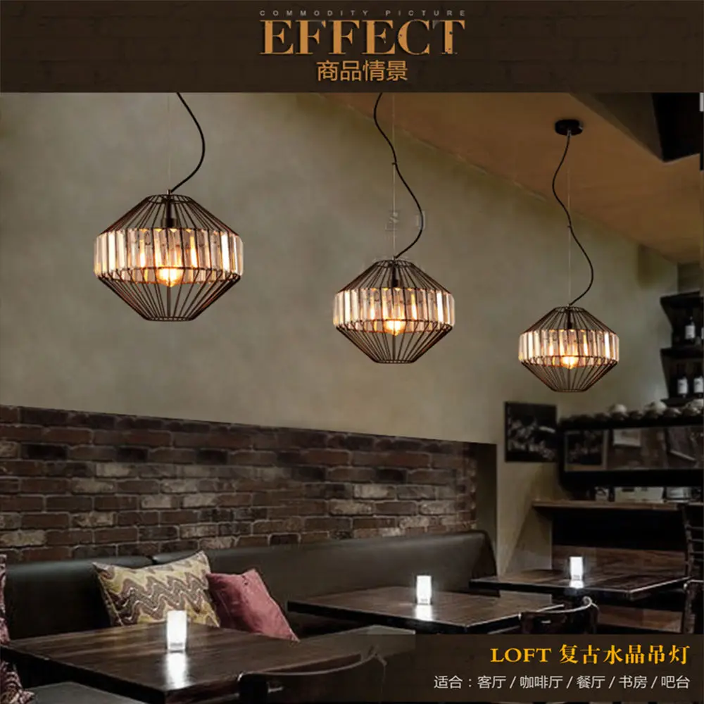 Ретро Винтаж Хрустальная железная птичья клетка E27 светодиодный потолочный