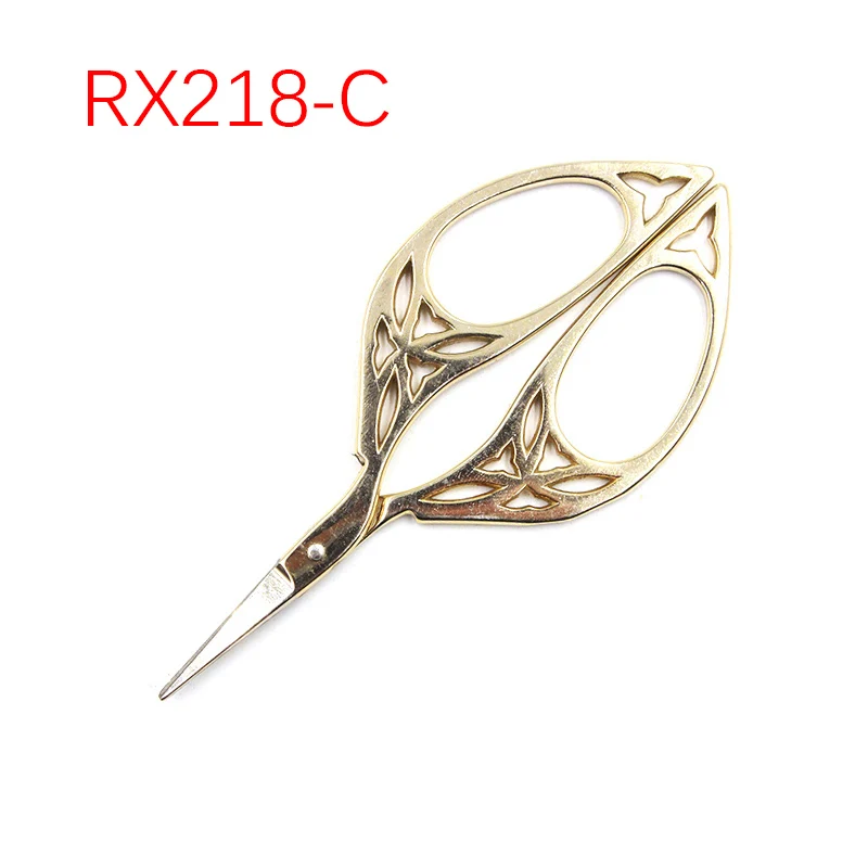 Gold scissors 1 шт, винтажные ножницы для вышивания, цветочный узор, рукоделие, вышивка из нержавеющей стали, ножницы, триммер для ниток - Цвет: Gold scissors