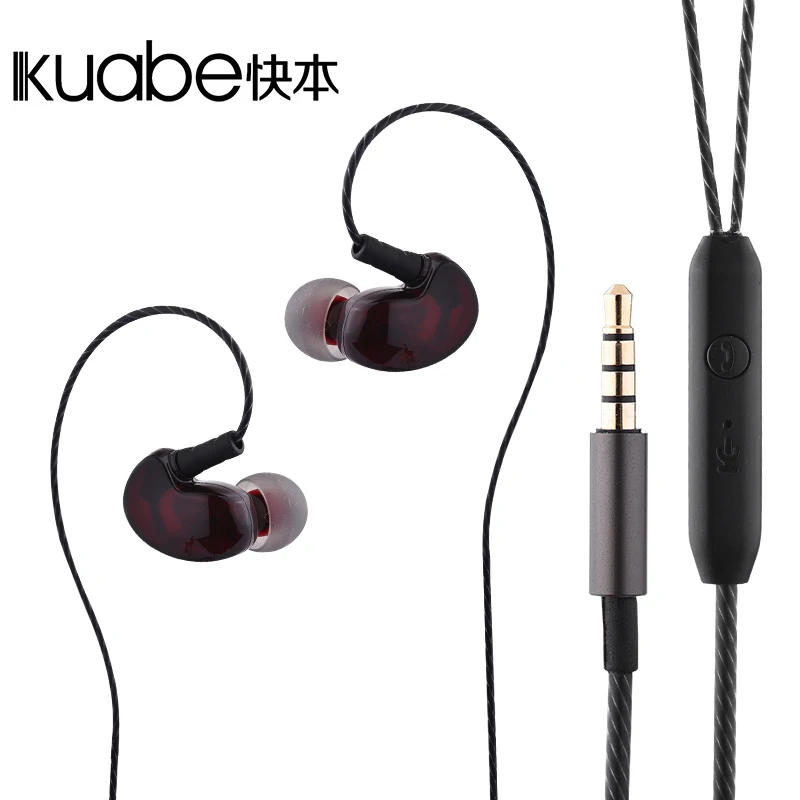 Kuabe оригинальный darkred earhook215 наушники-вкладыши бас стерео С микрофоном спортивные