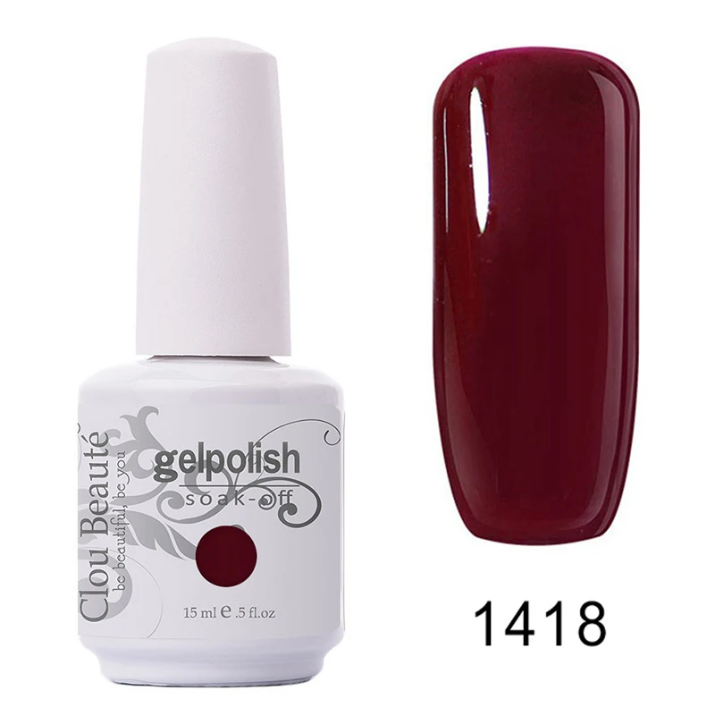 1418 Clou Beaute 15 мл УФ гель лак для ногтей Розовый Красный Белый Черный замочить от гель лак для ногтей маникюр Vernis Полупостоянный - Цвет: 1418