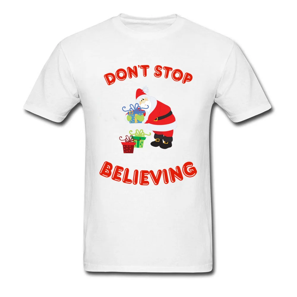 Футболка с надписью Dont Stop belief Санта Клаусом Мужские хлопковые футболки