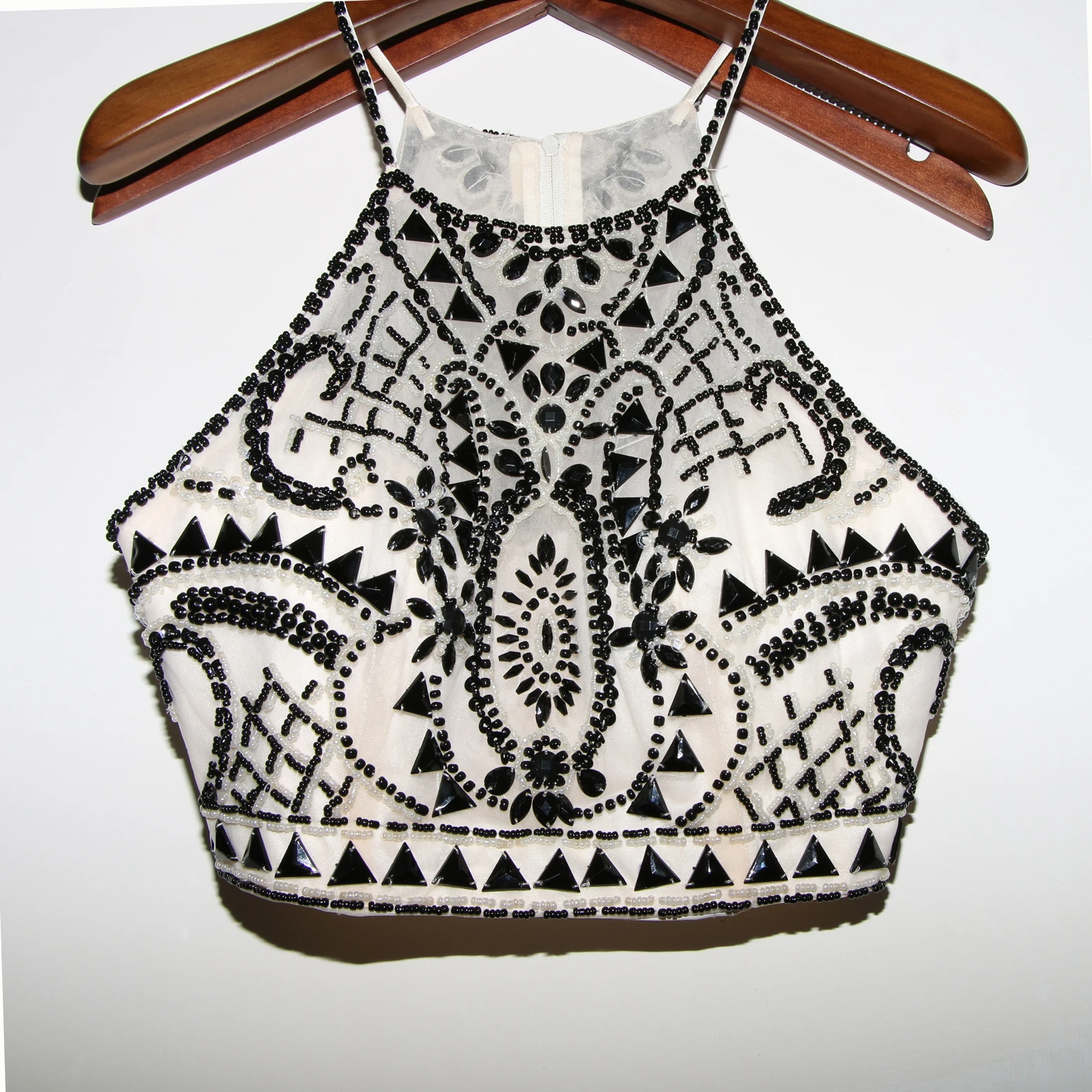 2017 Две Пьесы Из Бисера Черный Русалка Вечерние Платья Платье-Де-Феста Холтер Пром