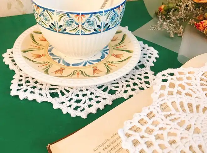 Горячая Современная кружевная хлопковая салфетка чашка кофейная подставка чайная кружка кухонный стол Салфетка крючком Рождественская Салфетка столовая подкладка