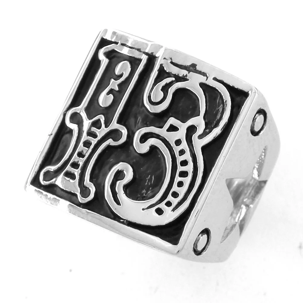 FANSSTEEL ювелирные изделия из нержавеющей стали lucky 13 злой Байкер кольцо вырез