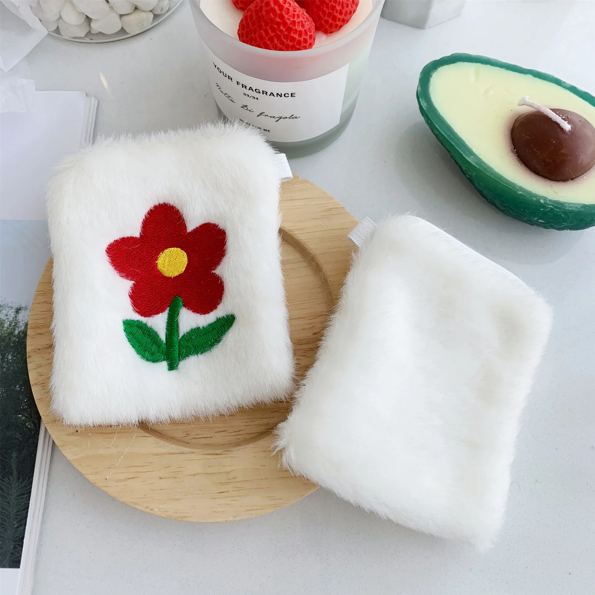 Модная женская сумка для наушников с цветочной вышивкой плюшевый мини кошелек на