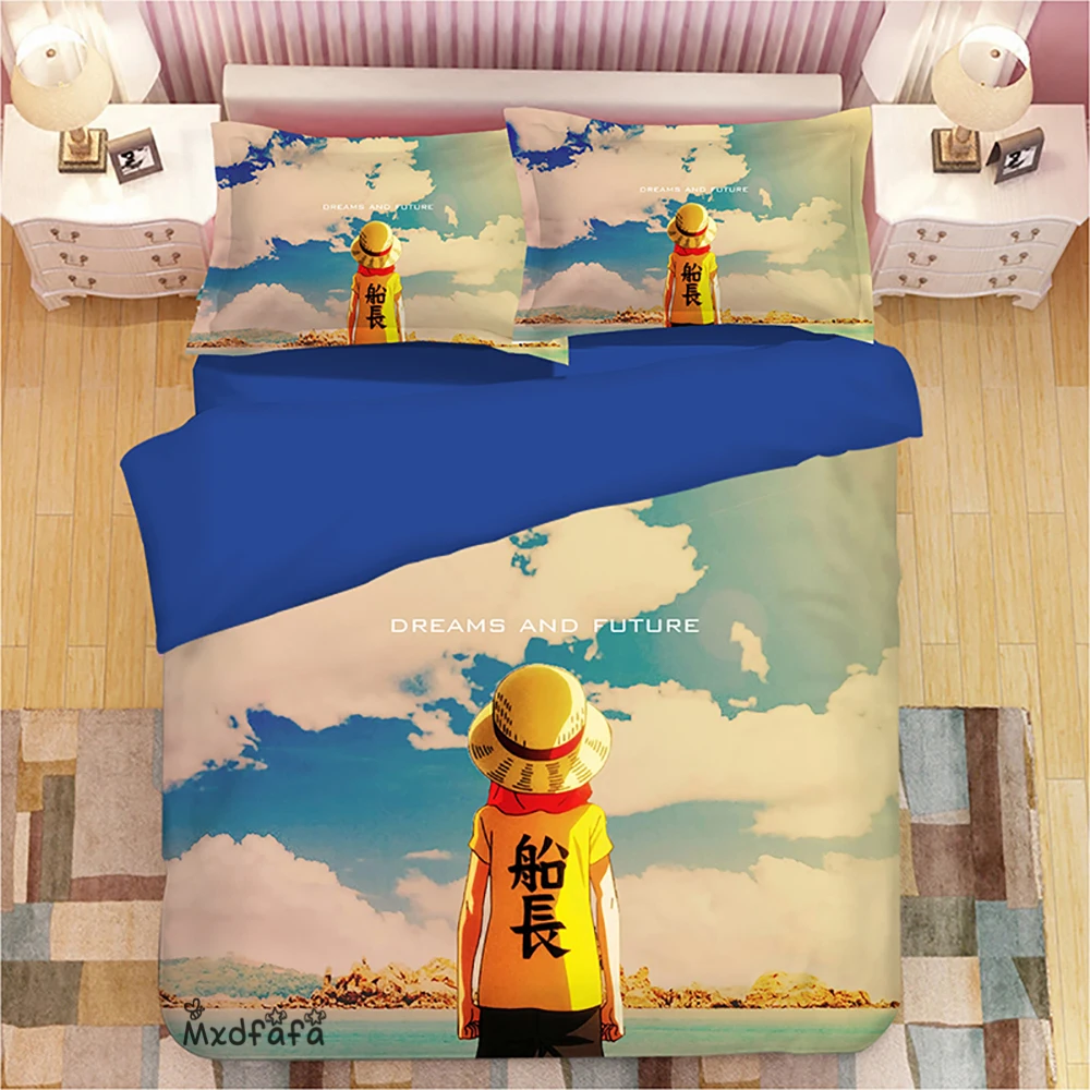 Комплект постельного белья Luffy из 1 пододеяльника и 2 наволочек в японском стиле
