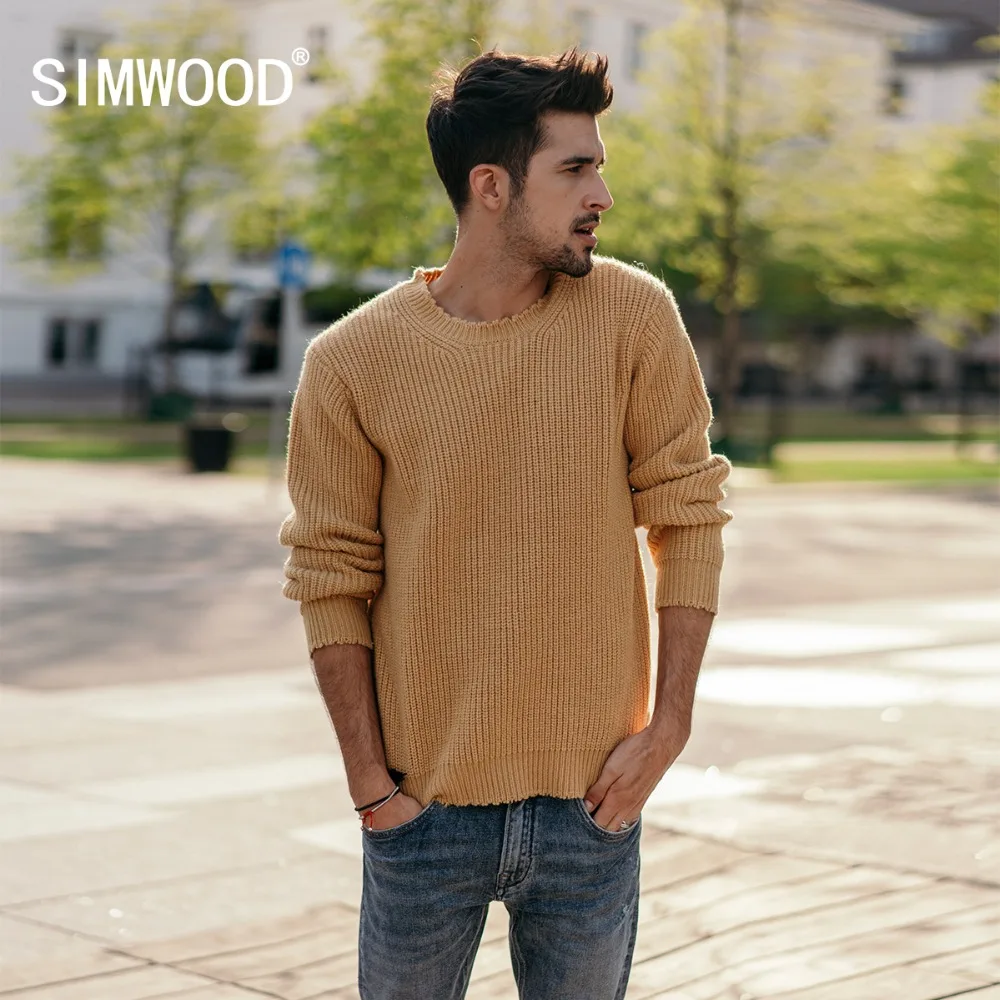 SIMWOOD 2021 Зимний новый мужской свитер пуловер вязаный шерстяной повседневный