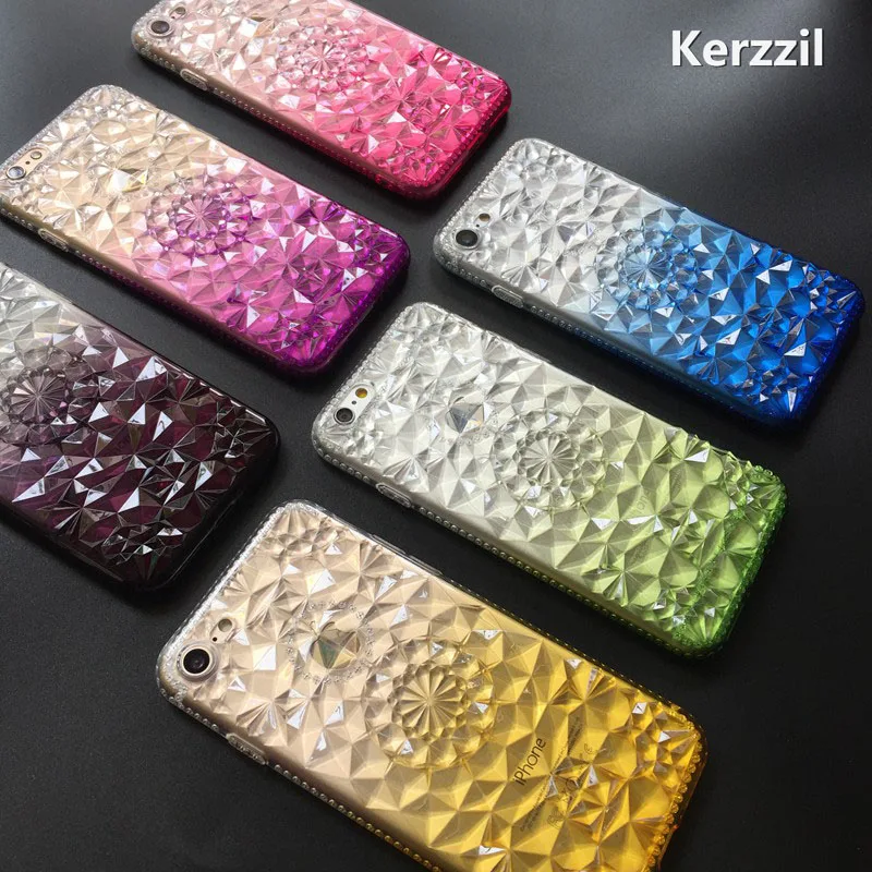 Glitter Rhinestone 3D Rugged Flower Case for iPhone7 6 6S Plus Soft TPU Crystal Ultra Thin Clear Shining For iPhone 7 7plus |