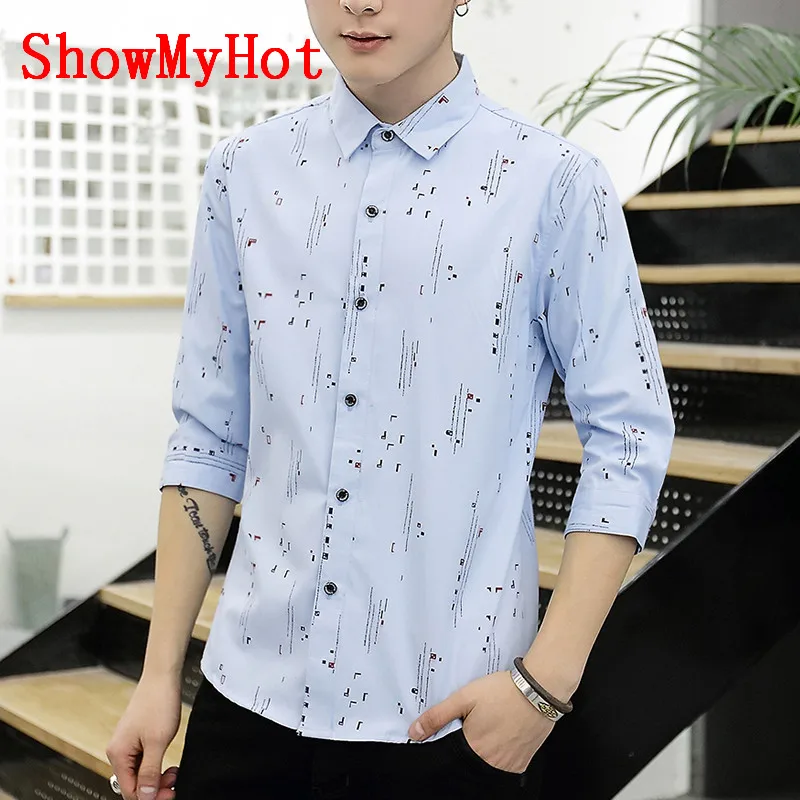 Showmyhot Новые Летние Короткие рукава тонкий печатных Camisa хлопок Рубашки для