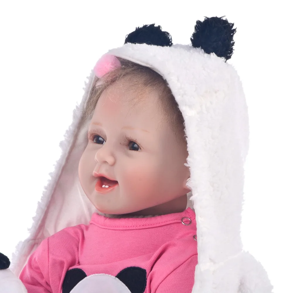 

KEIUMI Silicone Reborn Baby Girl Doll Stuffed Baby 22 Inch 55 CM Smiling Baby Reborn Boneca For Kids Playmate Toddler Surprise
