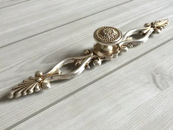 

6 1/3" Large Drawer Handles Cabinet Handle Pulls Dresser Pulls Knobs Kitchen Door Hardware Back Plate Antique Silver 160 mm