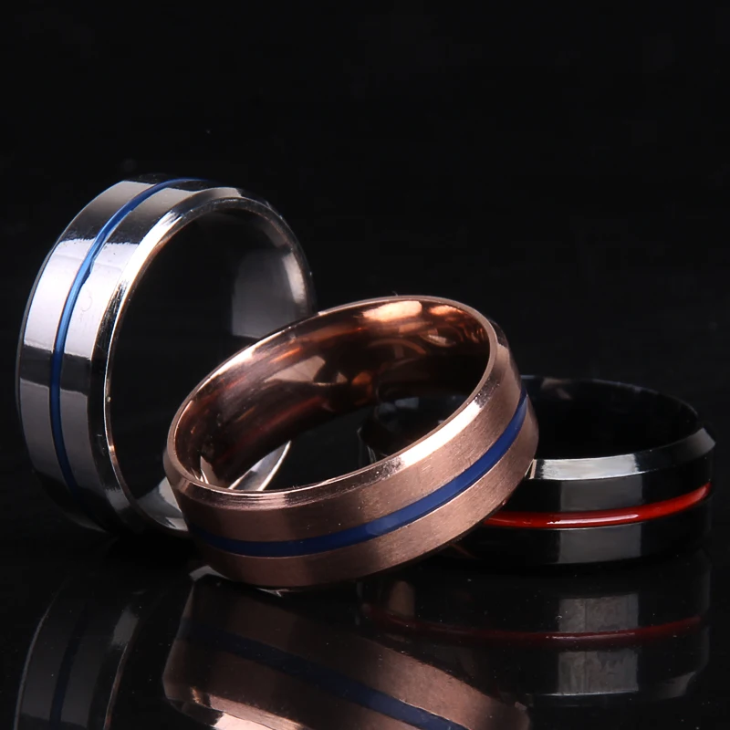 Черные Свадебные кольца из нержавеющей стали 8 мм трендовые с радугой ювелирные
