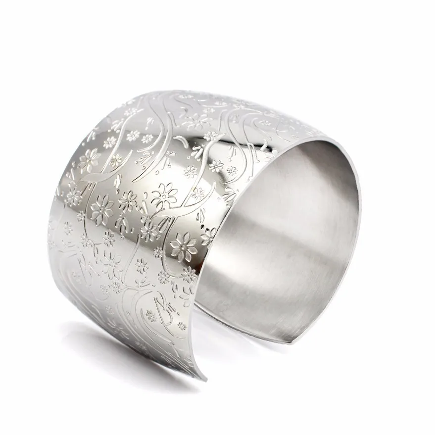 Браслеты из нержавеющей стали браслет на запястье серебристый цвет цветочный