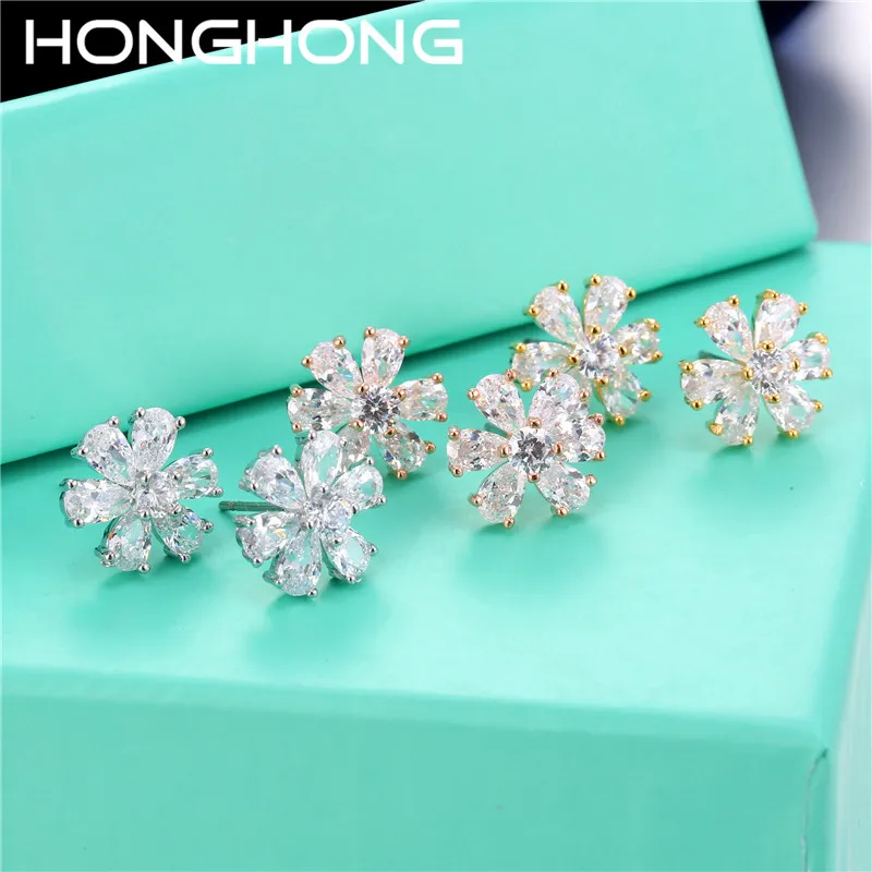 Простой и цветочным дизайном из серьги с цирконием кубической огранки пирсинг