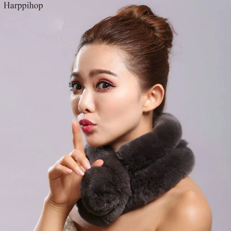 2017 высокое качество Женский настоящий шарф из меха кролика Рекс женская зимняя