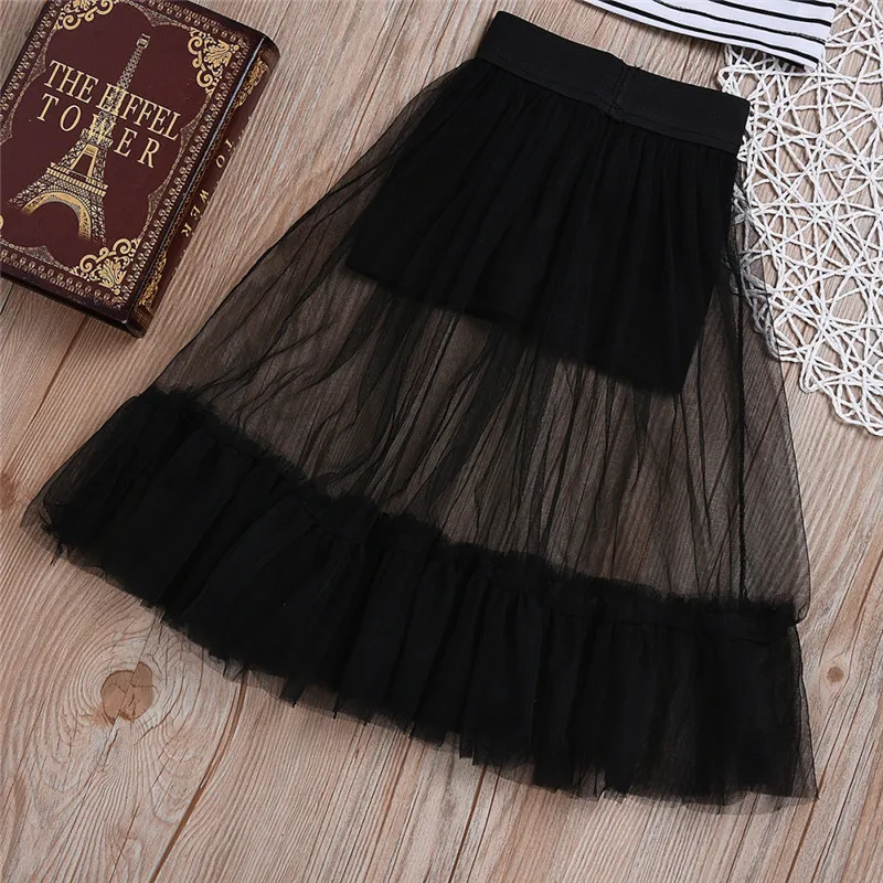 

Summer Toddler Baby Girl Stripe Bow Tulle Crop Top Shorts Skirt Outfits Clothes