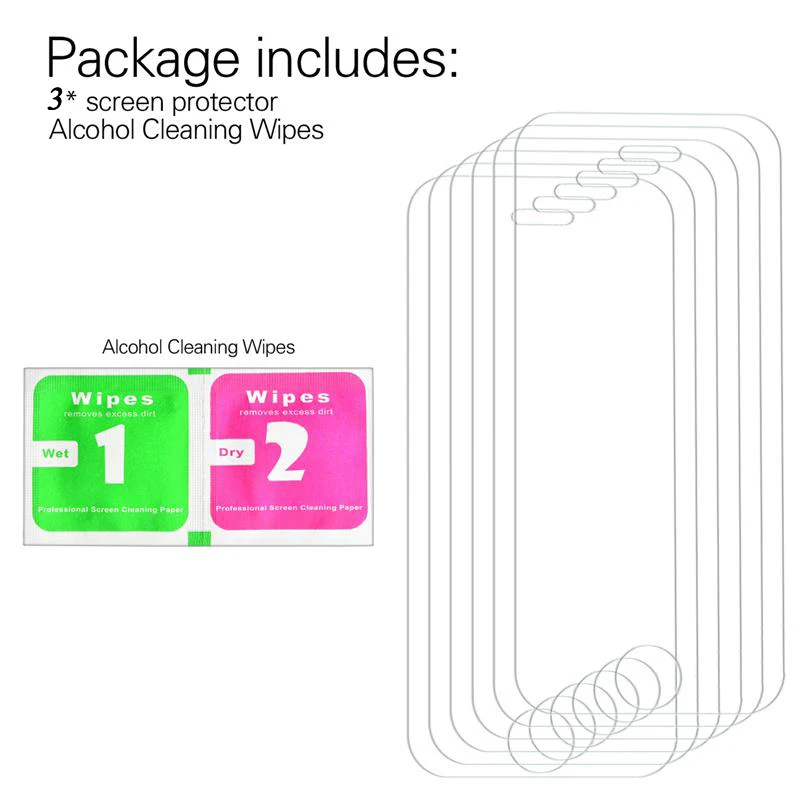 Защитная пленка для экрана iPhone 5 3 шт. закаленное стекло HD прозрачное с бесплатным