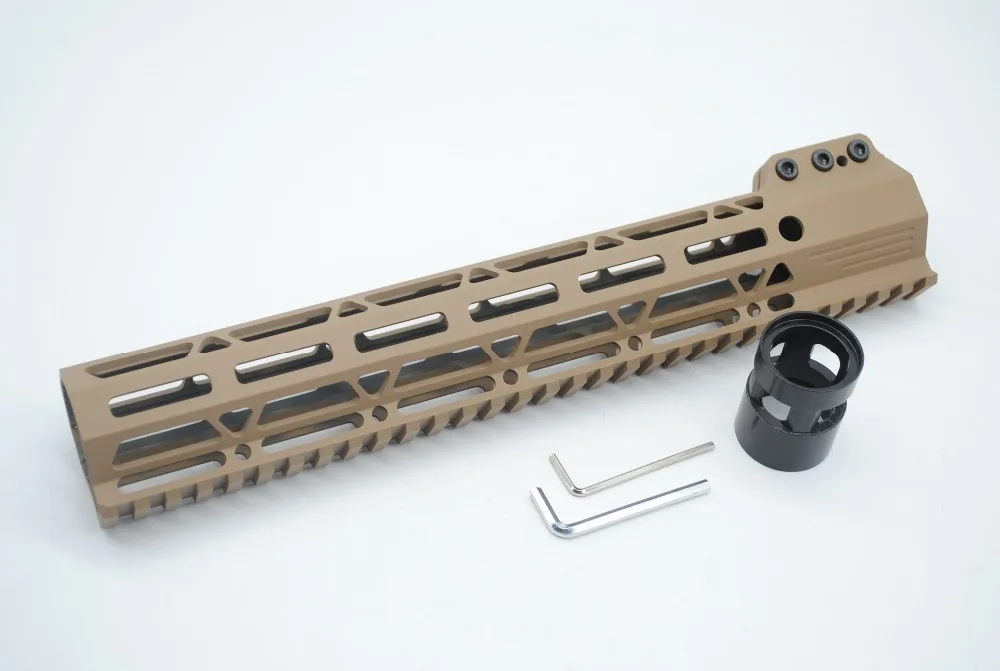 

TriRock 12'' inch M-lok Handguard Rail Clamping Style Free Float Picatinny Mount System Fit .223/5.56 AR-15 Tan Color Printed
