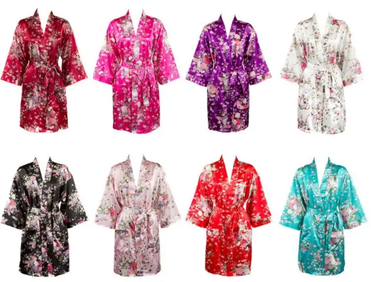 Шелковое атласное свадебное платье невесты халат подружки Цветочный Короткое