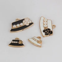 10pcs pearl cap girl lady floating enamel charms alloy pendant for necklacesbracelets diy female jewelry accessories yz411