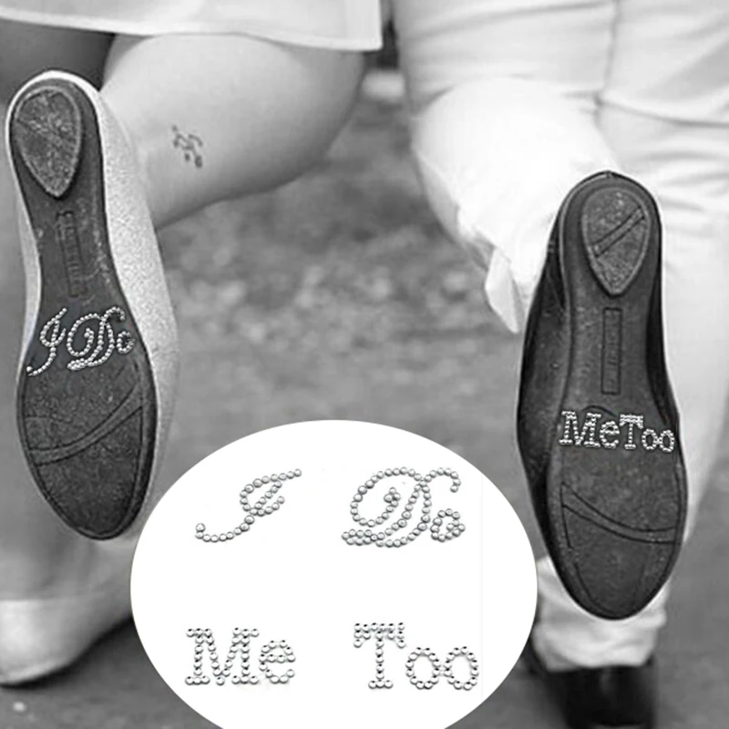 

1 Set I Do Me Too Bridal Groom Shoe Sticker White Clear Rhinestone Wedding Decor