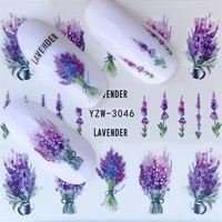 1 pc 2022 lavender bouquet water sticker nail art decorations purple blooming flower slide beauty nail decals